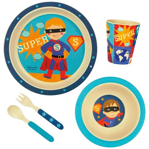 EcoBamboo Kids Dinnerware Set Kitchen & Dining SuperHero - DailySale