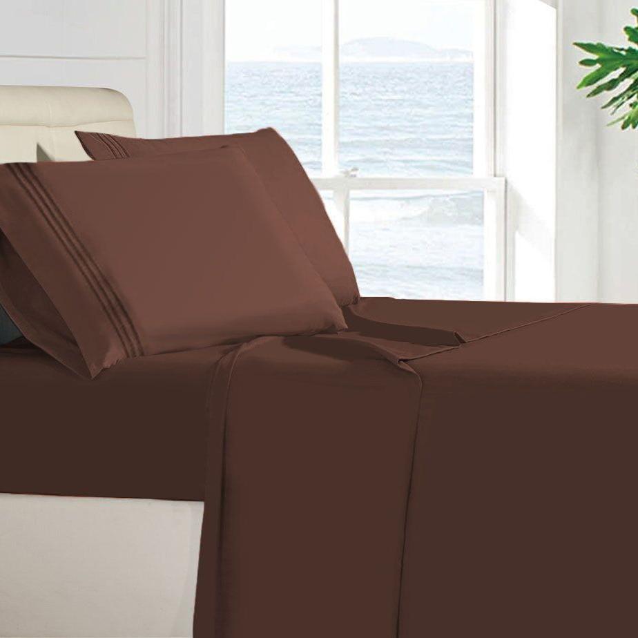 Egyptian Quality 100 GSM Microfiber Sheet Set Linen & Bedding Twin Brown - DailySale