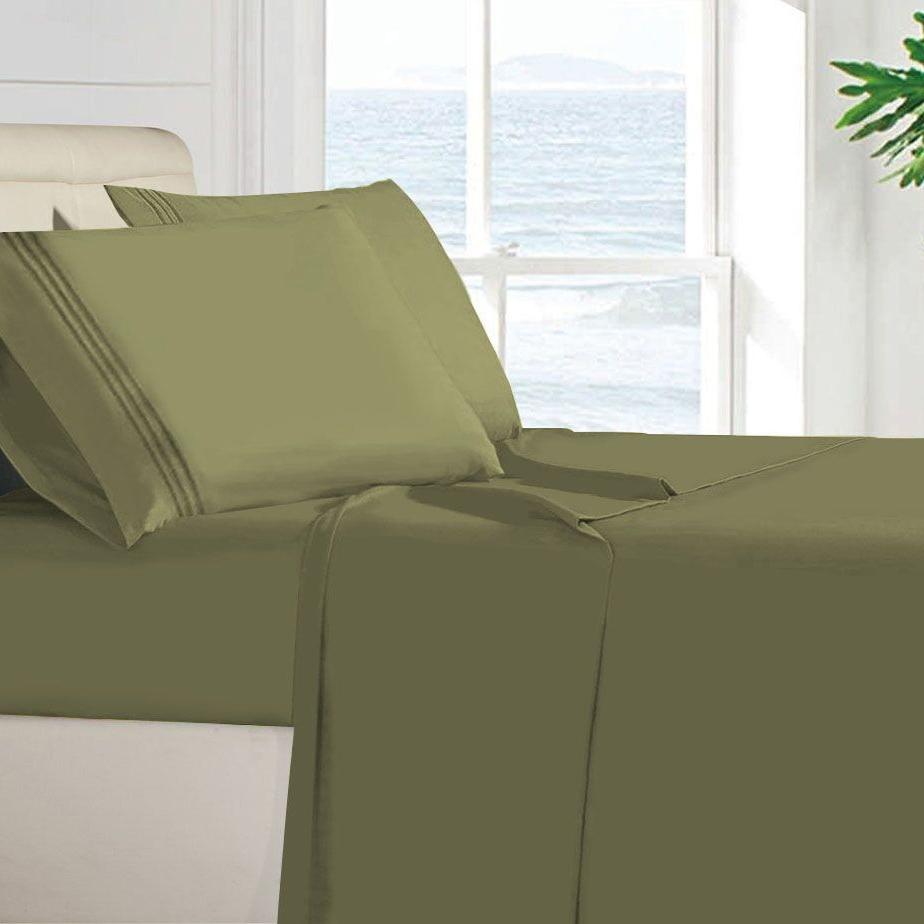 Egyptian Quality 100 GSM Microfiber Sheet Set Linen & Bedding Twin Green - DailySale