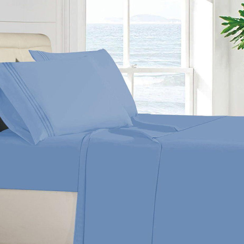 Egyptian Quality 100 GSM Microfiber Sheet Set Linen & Bedding Twin Light Blue - DailySale
