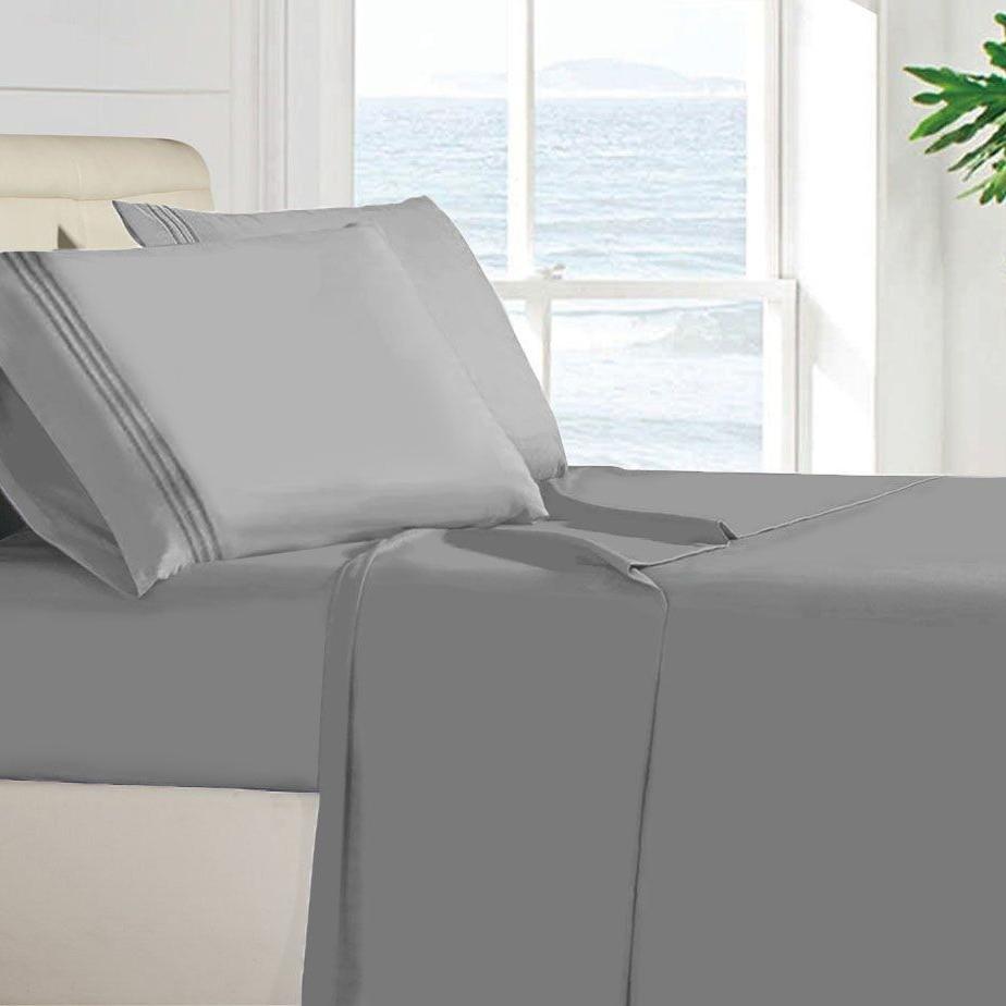 Egyptian Quality 100 GSM Microfiber Sheet Set Linen & Bedding Twin Light Gray - DailySale