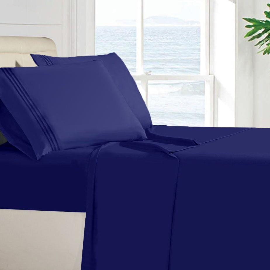 Egyptian Quality 100 GSM Microfiber Sheet Set Linen & Bedding Twin Navy Blue - DailySale