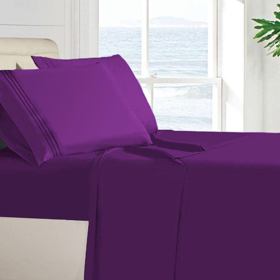 Egyptian Quality 100 GSM Microfiber Sheet Set Linen & Bedding Twin Purple - DailySale