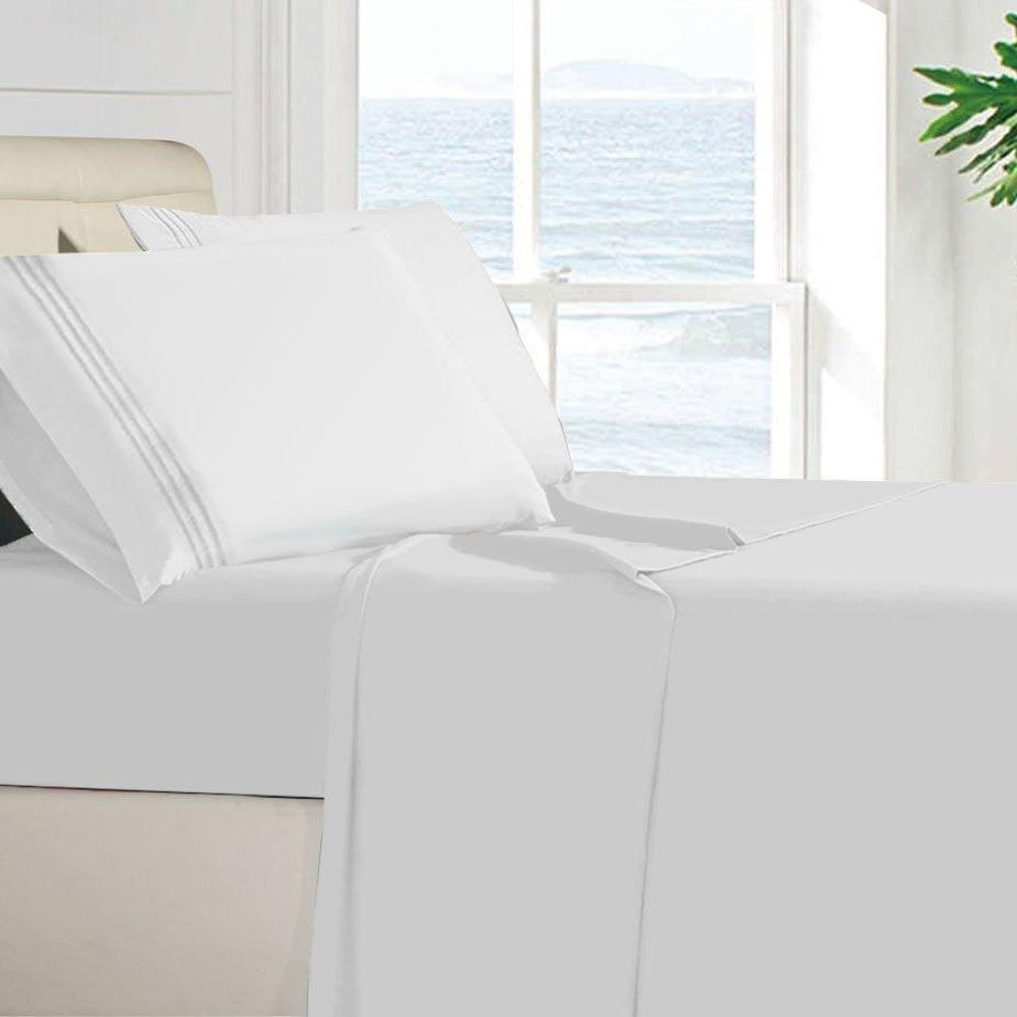 Egyptian Quality 100 GSM Microfiber Sheet Set Linen & Bedding Twin White - DailySale