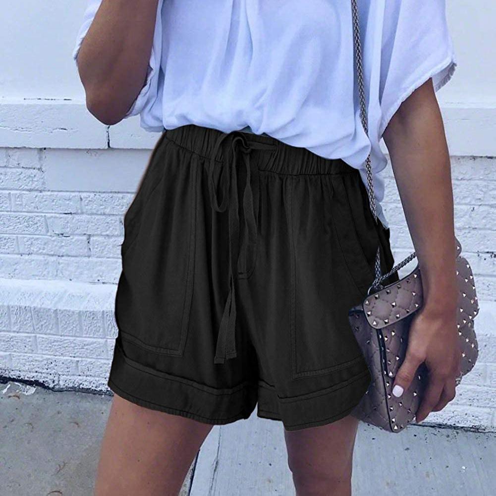 Elapsy Womens Casual Drawstring Elastic Waist Summer Shorts with Pockets Women's Clothing - DailySale