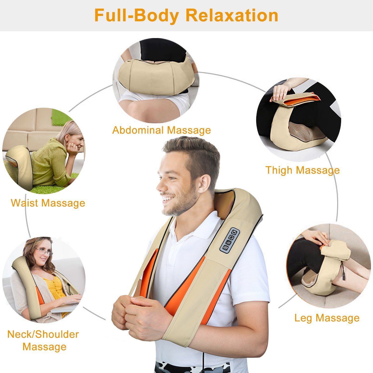 Electric Back Massage Cape with Heat Deep Tissue 3D Kneading Massage Wellness - DailySale