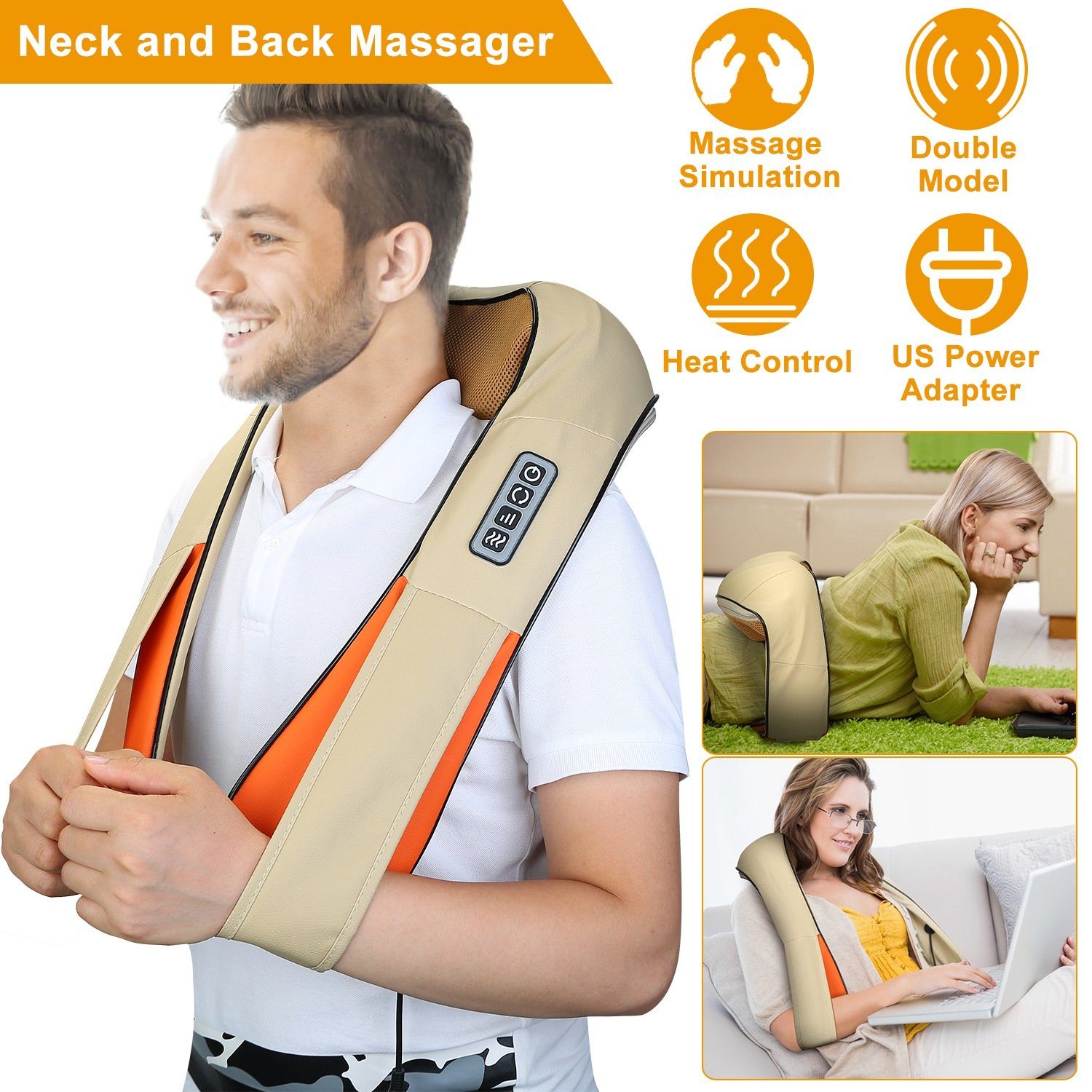 Electric Back Massage Cape with Heat Deep Tissue 3D Kneading Massage Wellness - DailySale