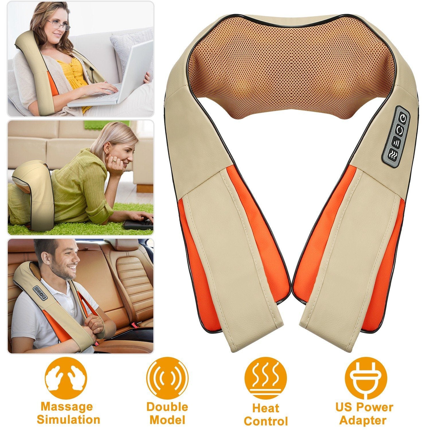 Electric Back Massage Cape with Heat Deep Tissue 3D Kneading Massage Wellness - DailySale