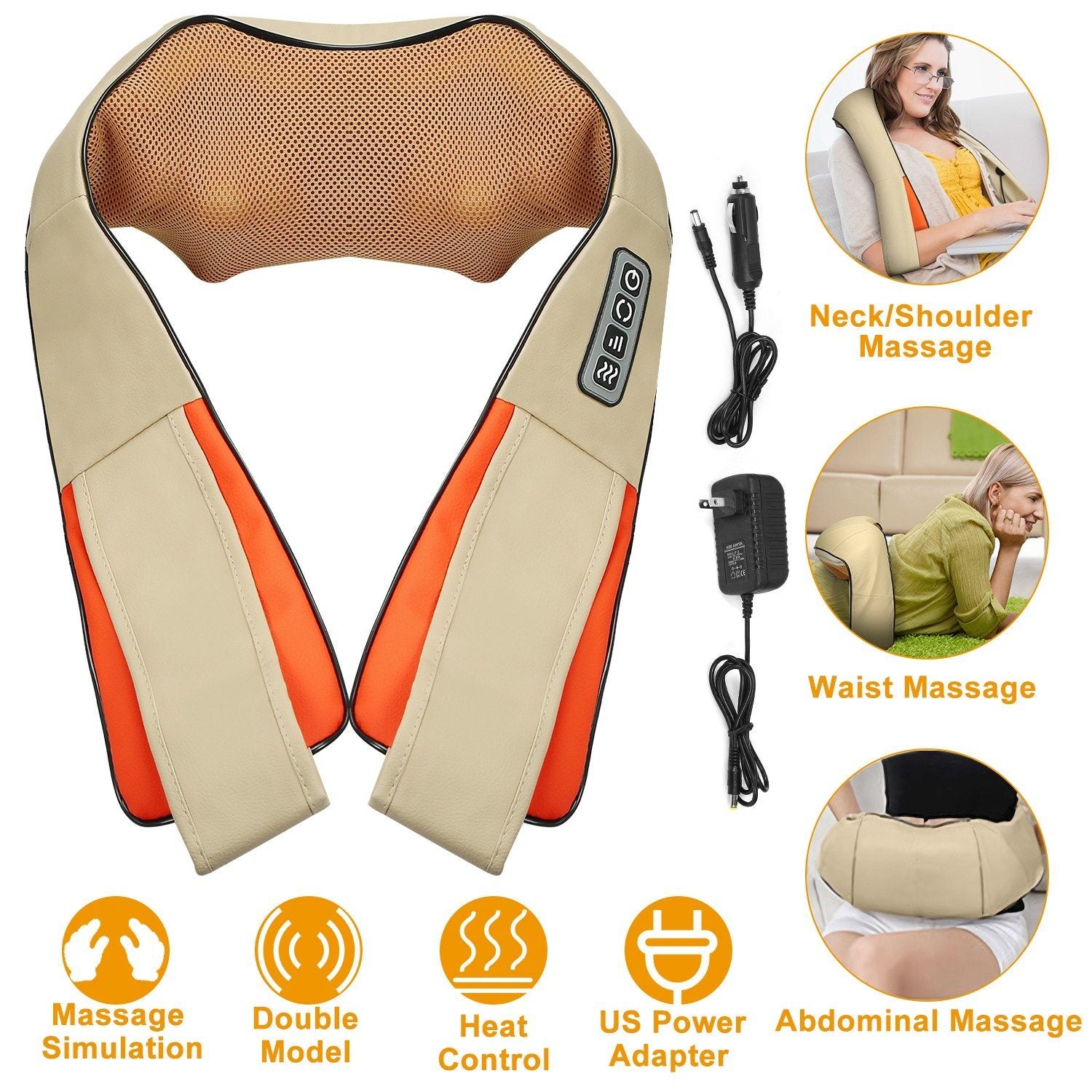 Electric Back Massage Cape with Heat Deep Tissue 3D Kneading Massage Wellness - DailySale