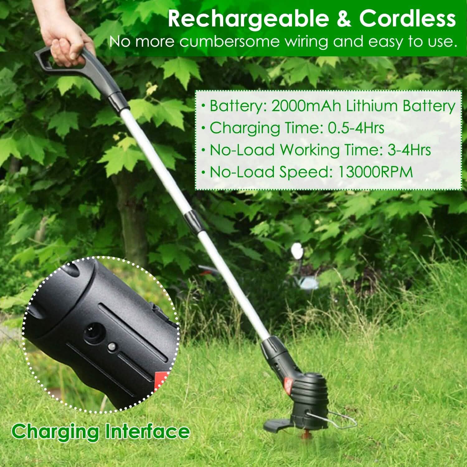 Electric Cordless Grass Trimmer Garden & Patio - DailySale