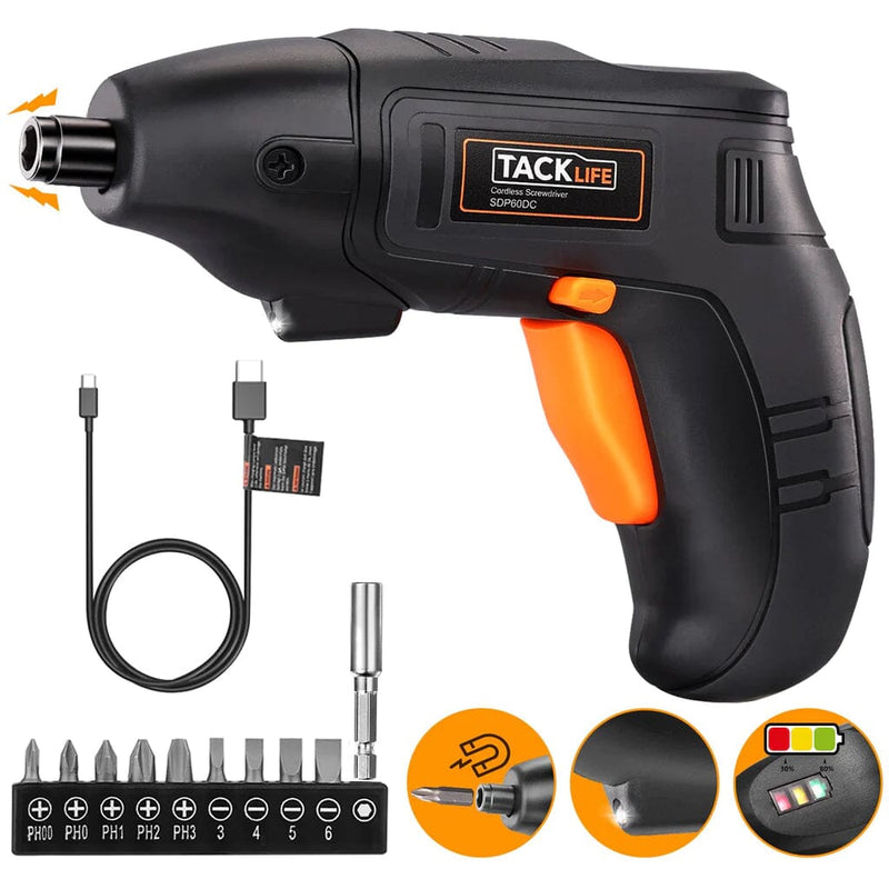 Electric Cordless Screwdriver Rechargeable with LED Light Home Improvement - DailySale