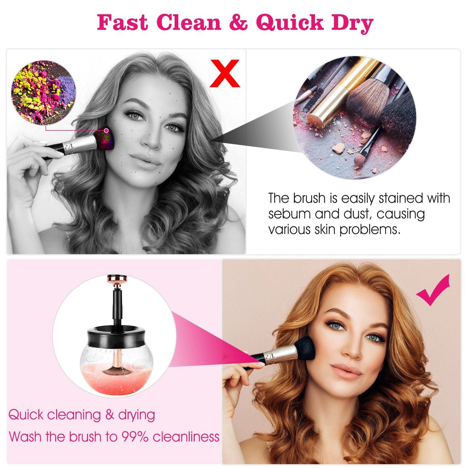 Electric Cosmetic Makeup Brush Cleaner Dryer Beauty & Personal Care - DailySale