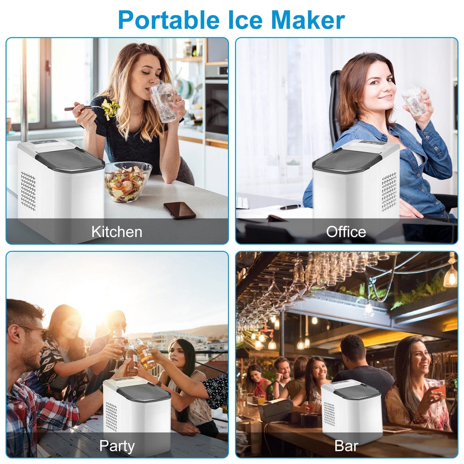 Electric Countertop Ice Make with Ice Scoop Basket Self Cleaning Kitchen Appliances - DailySale