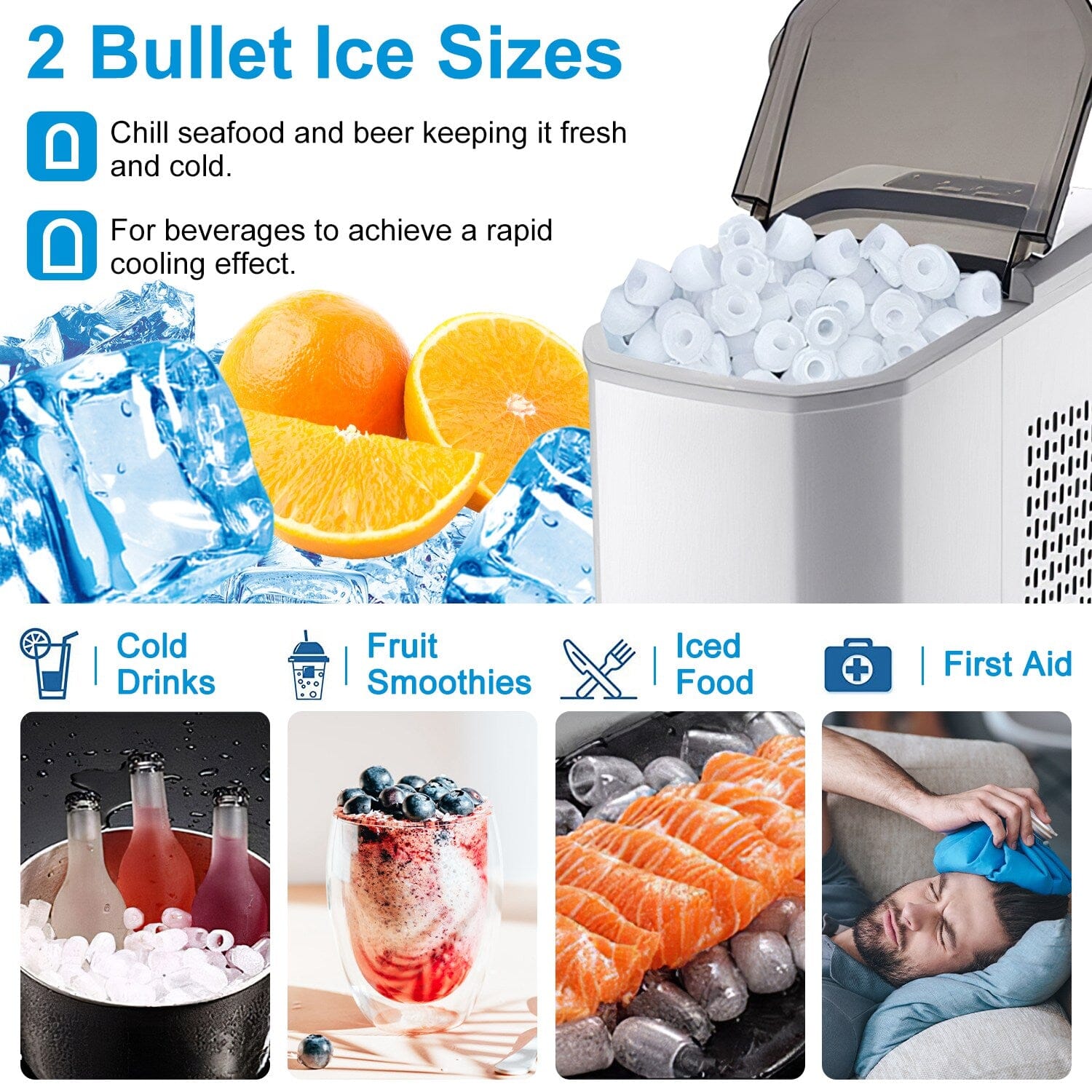 Electric Countertop Ice Make with Ice Scoop Basket Self Cleaning Kitchen Appliances - DailySale