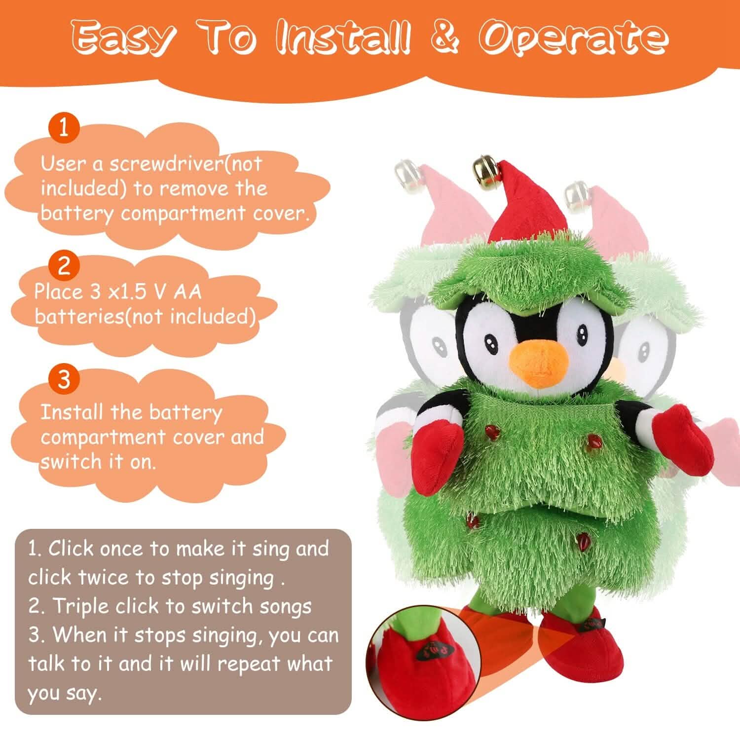 Electric Dancing Singing Plush Toy Holiday Decor & Apparel - DailySale