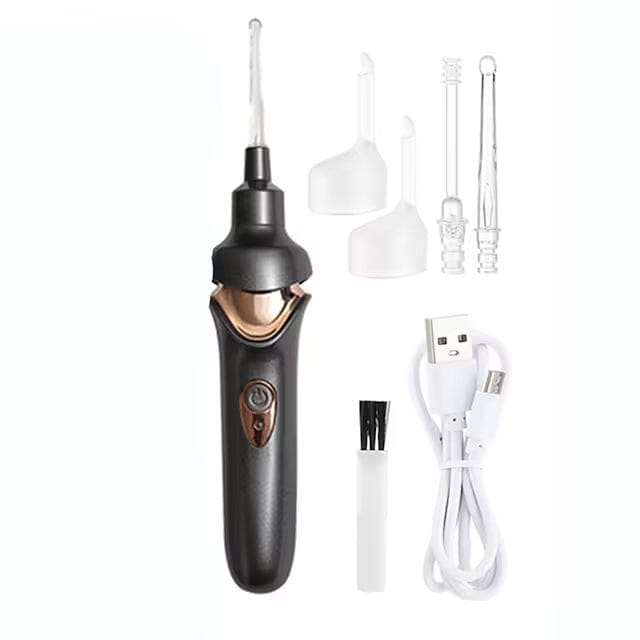 Electric Ear Cordless Safe Vibration Painless Vacuum Ear Wax Pick Cleaner Remover Spiral Beauty & Personal Care Black - DailySale
