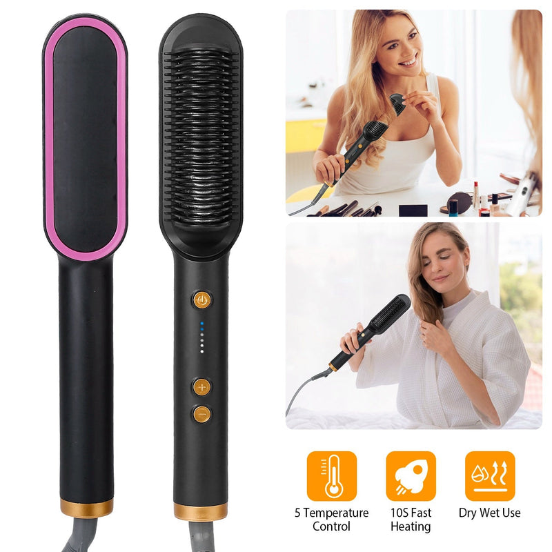Electric Hair Straightener Brush Beauty & Personal Care - DailySale