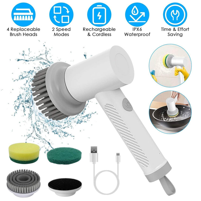 Electric Handheld Spin Scrubber Cordless Cleaning Brush with 2 Rotating Speeds Home Improvement - DailySale