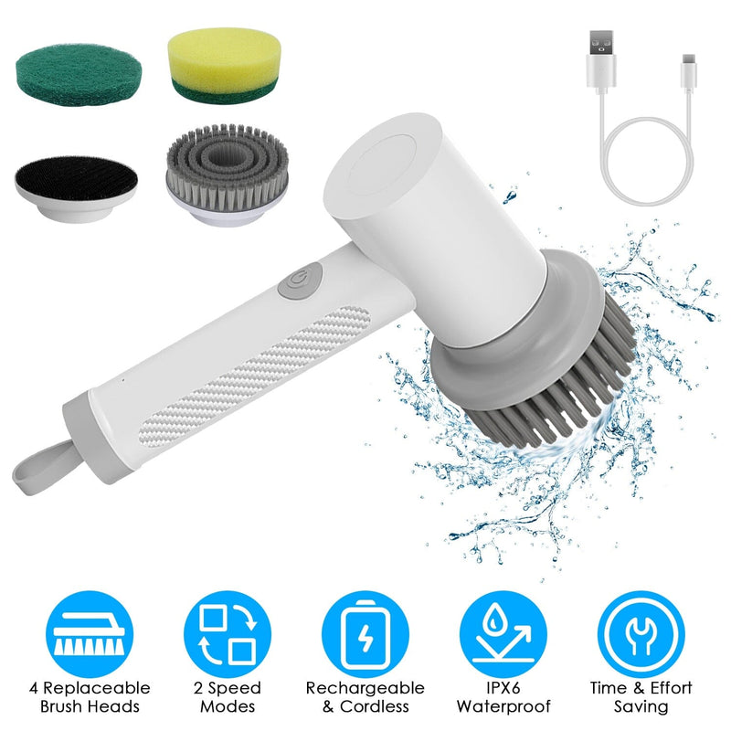 8 In 1 Electric Spin Scrubber,Cordless Scrubber Cleaning Brush with 7  Replaceable Brush Heads,2 Speeds Power Scrubber Brush for  Bathroom,Tub,Floor,Car,Tile,Black 