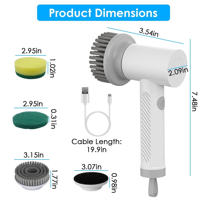 5 In1 Electric Handheld Spin Scrubber Brush Cordless Cleaning Rotating  Kitchen