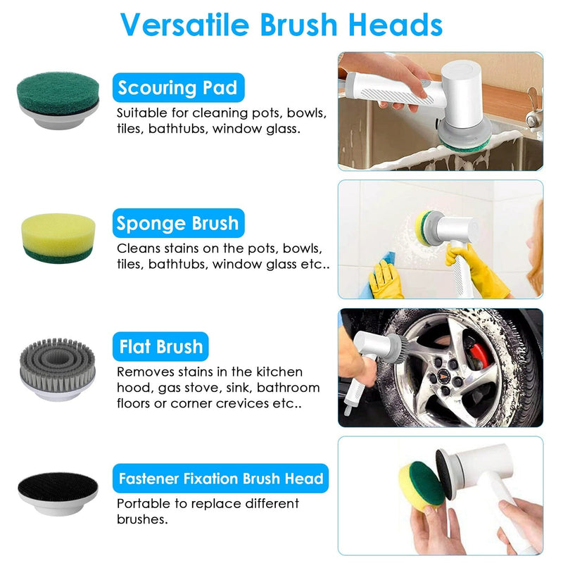 Electric Spin Scrubber Shower Cleaning Brush with 3 Replaceable Brush Heads  and Adjustable Extension Arm Cordless Household Cleaning Brush for Bathroom  Tub Tile Floor-U.S. standard plug