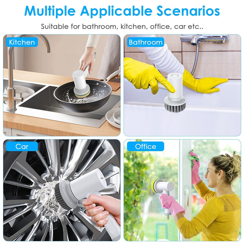 Electric Spin Scrubber Cordless Cleaning Brush 7in1 Adjustable Car Cleaning  Mop