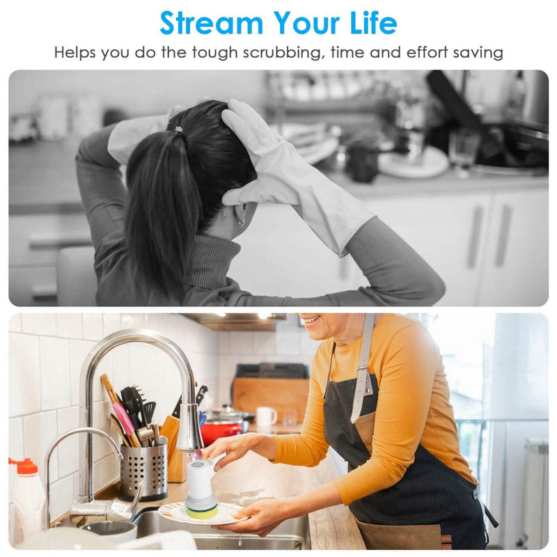 Electric Handheld Spin Scrubber Cordless Cleaning Brush with 2 Rotating Speeds Home Improvement - DailySale