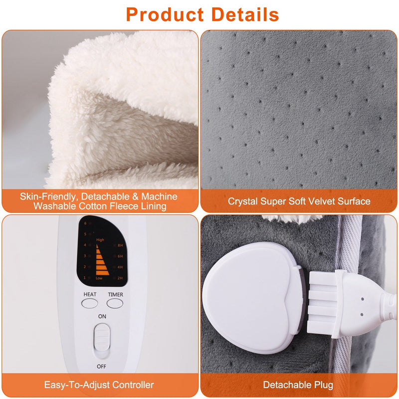 Electric Heated Foot Warmer with 6 Level Heating 4 Level Timing Wellness - DailySale