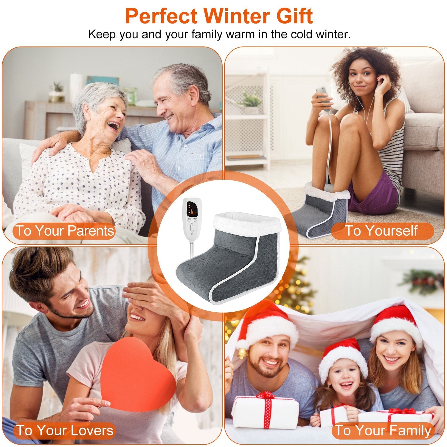 Electric Heated Foot Warmer with 6 Level Heating 4 Level Timing Wellness - DailySale