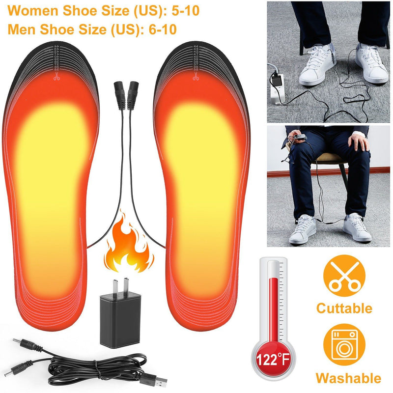 Electric Heated Insoles USB Foot Warmer Pads Wellness - DailySale