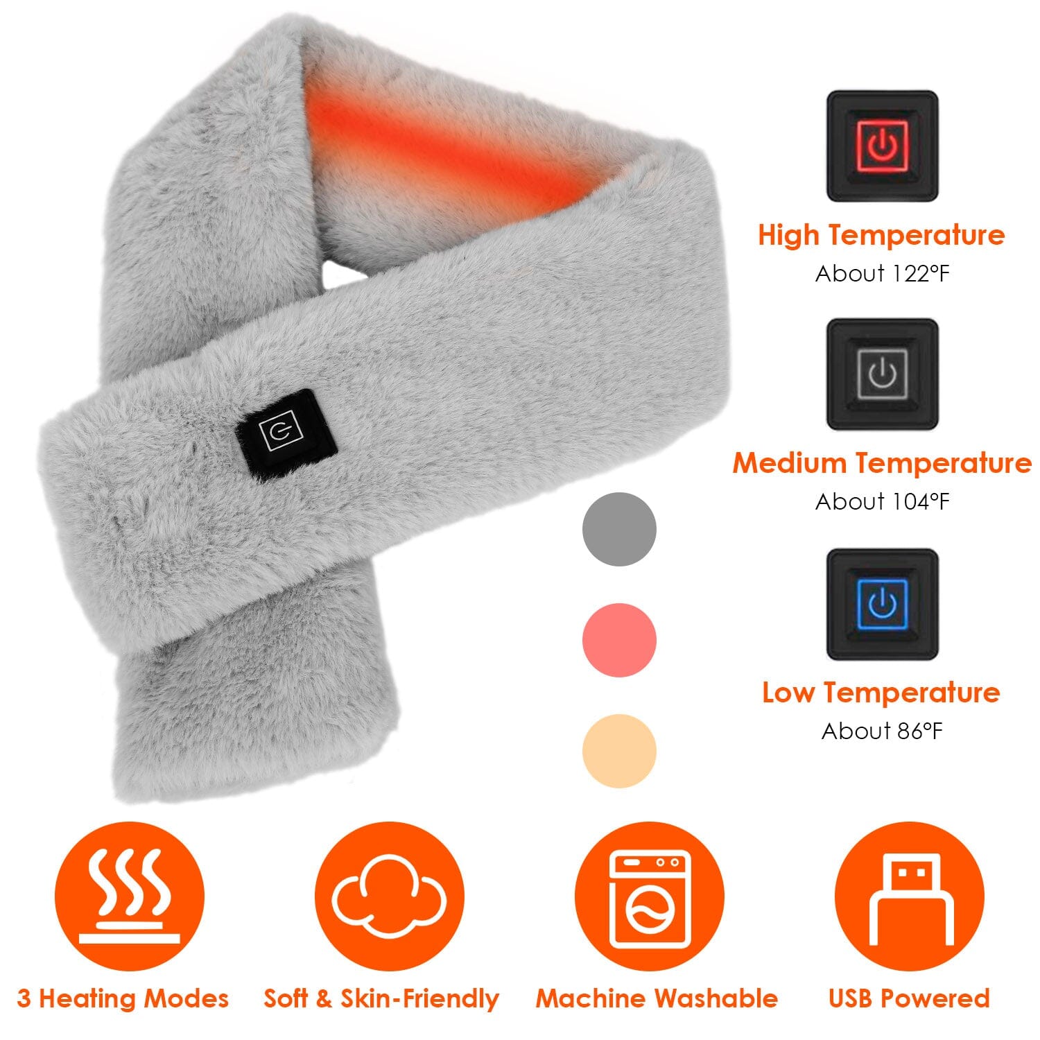 Electric Heated Scarf USB Heating Neck Shawl Soft Warm Scarves with 3 Heating Modes Women's Shoes & Accessories - DailySale