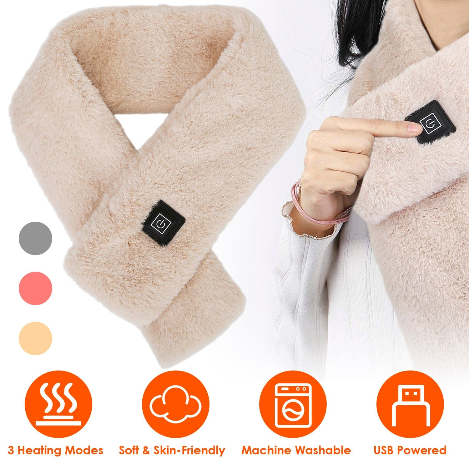 Electric Heated Scarf USB Heating Neck Shawl Soft Warm Scarves with 3 Heating Modes Women's Shoes & Accessories - DailySale