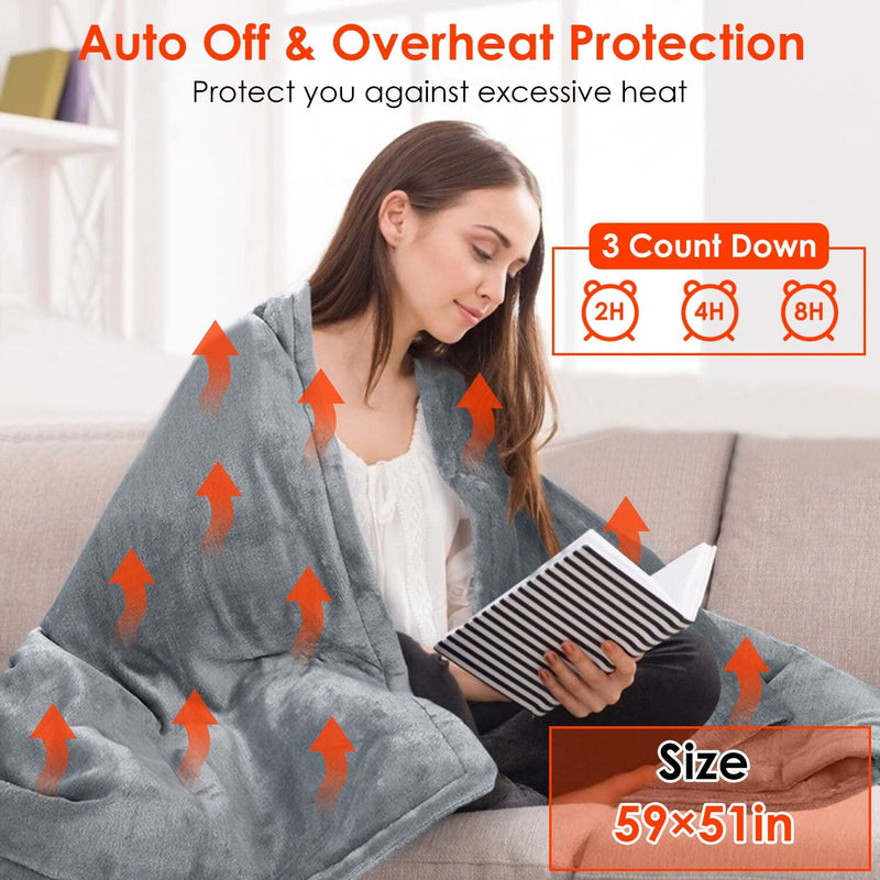 Electric Heated Throw Flannel Heated Blanket Bedding - DailySale
