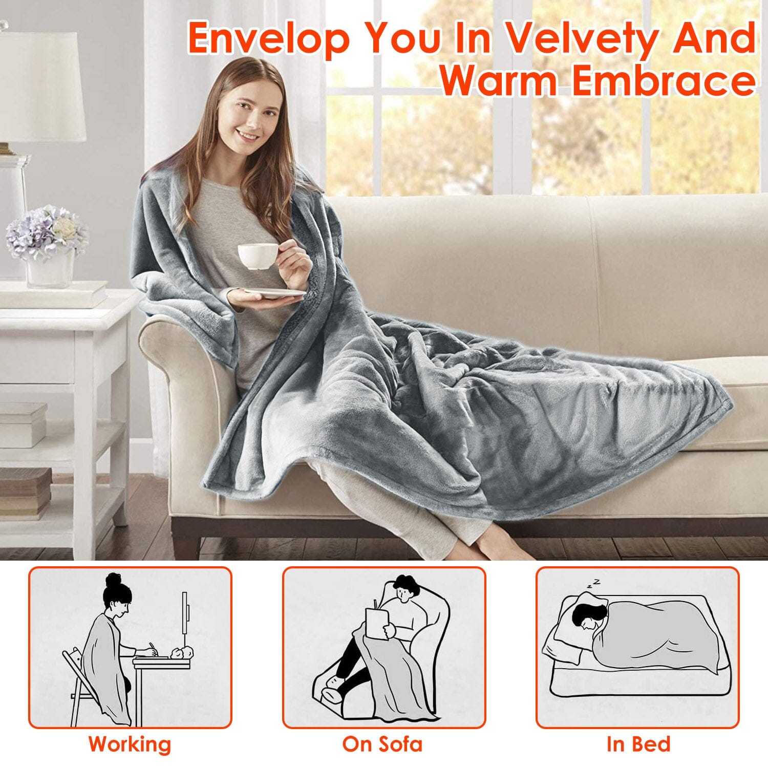 Electric Heated Throw Flannel Heated Blanket Bedding - DailySale