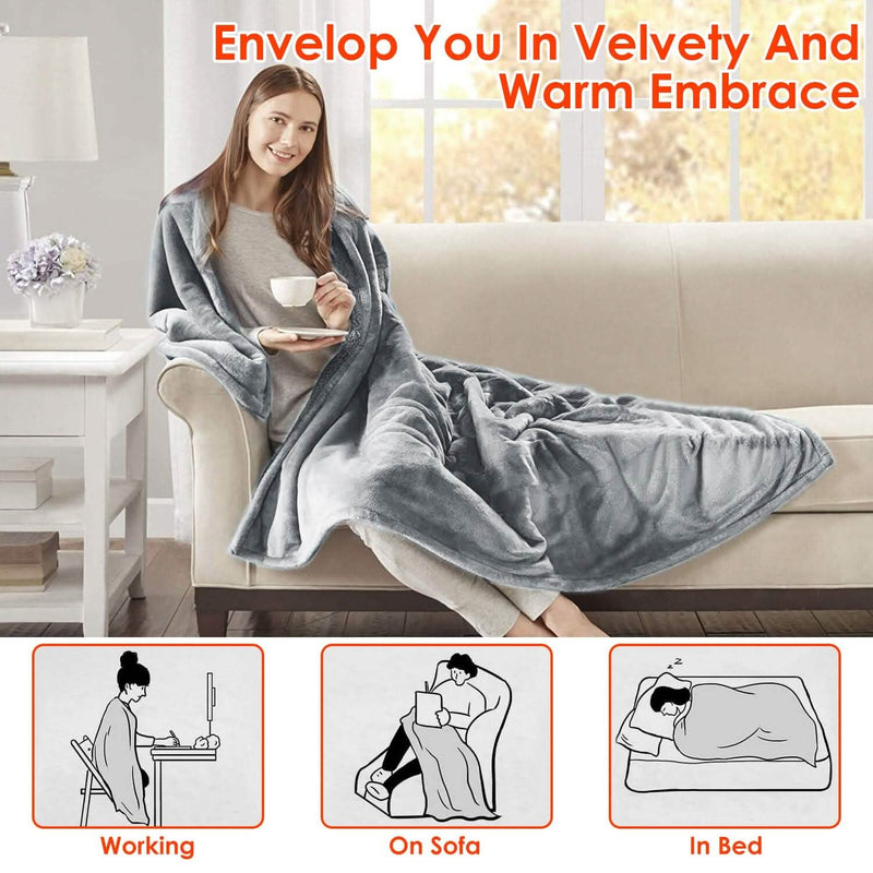 Electric Heated Throw Flannel Heated Blanket Bedding - DailySale
