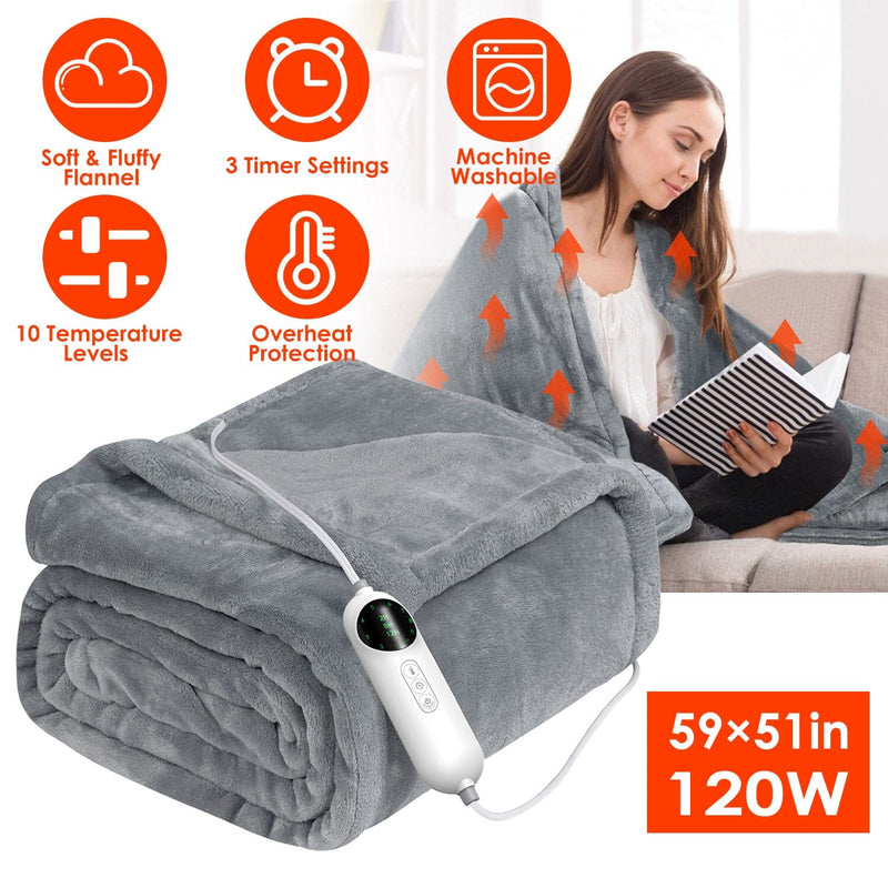 Electric Heated Throw Flannel Heated Blanket