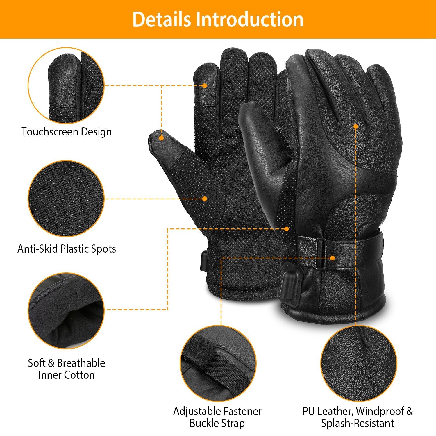 Electric Heated Touchscreen Thermal Gloves Leather USB Plug Sports & Outdoors - DailySale