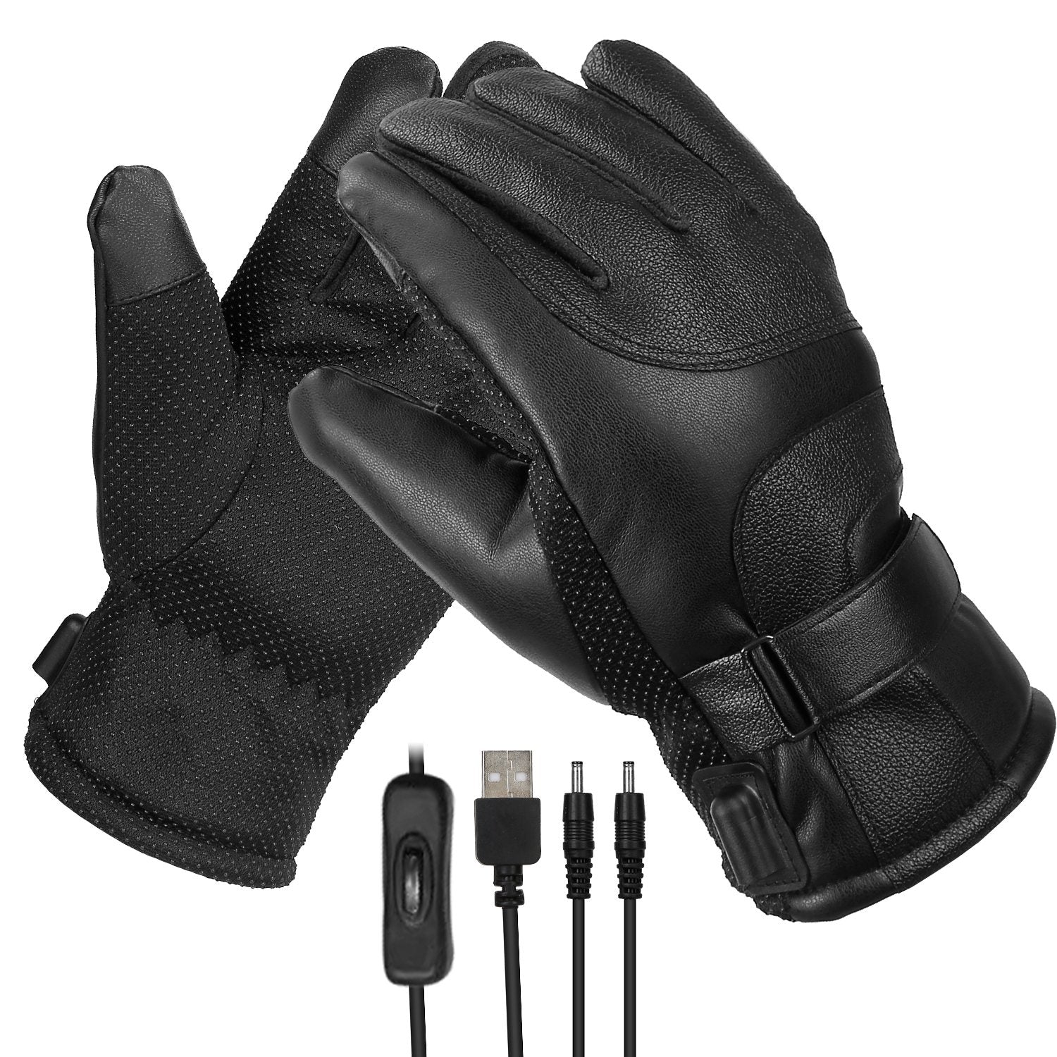 Electric Heated Touchscreen Thermal Gloves Leather USB Plug Sports & Outdoors - DailySale