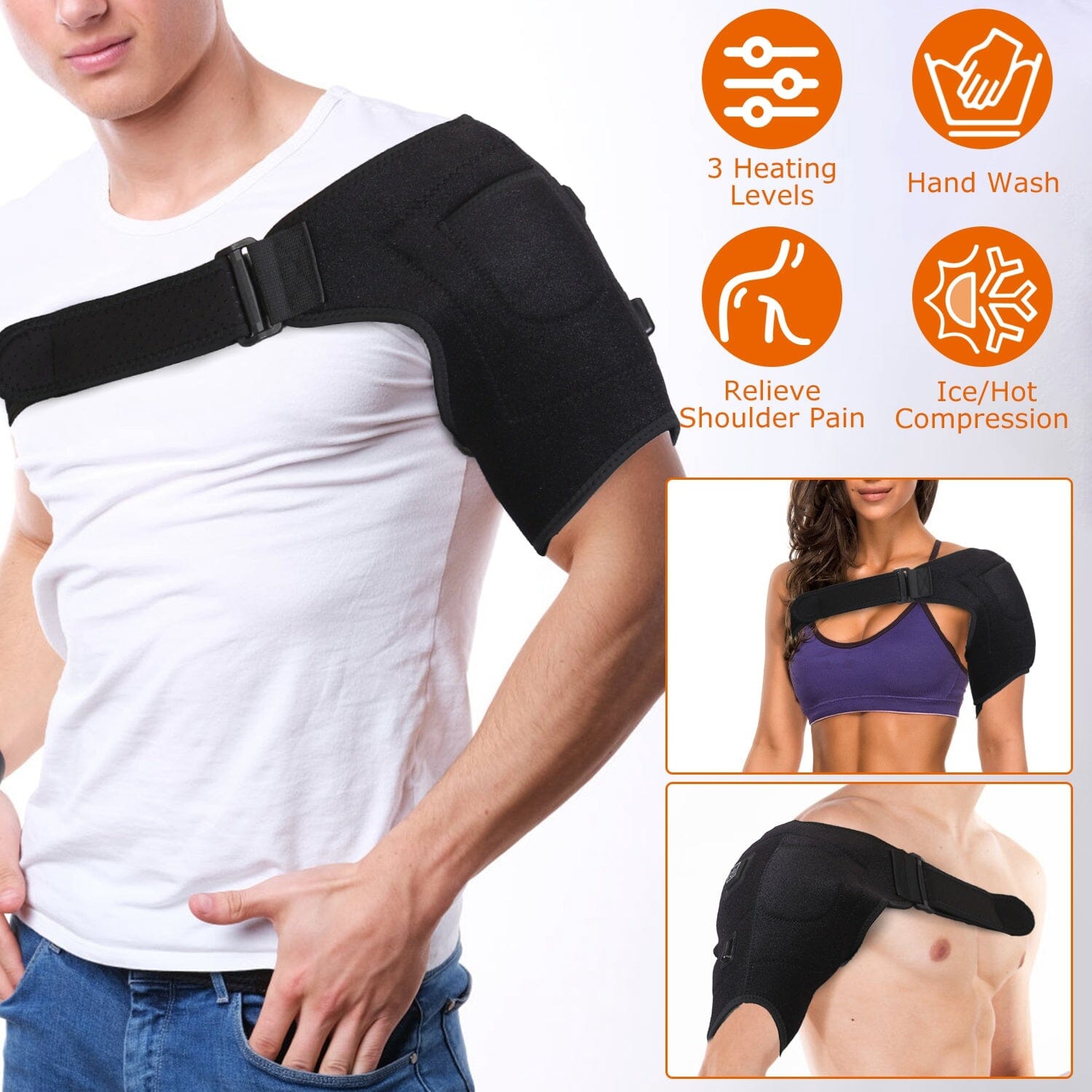 Electric Heating Pad Therapy Shoulder Heating Wrap Compression Sleeve Wellness - DailySale