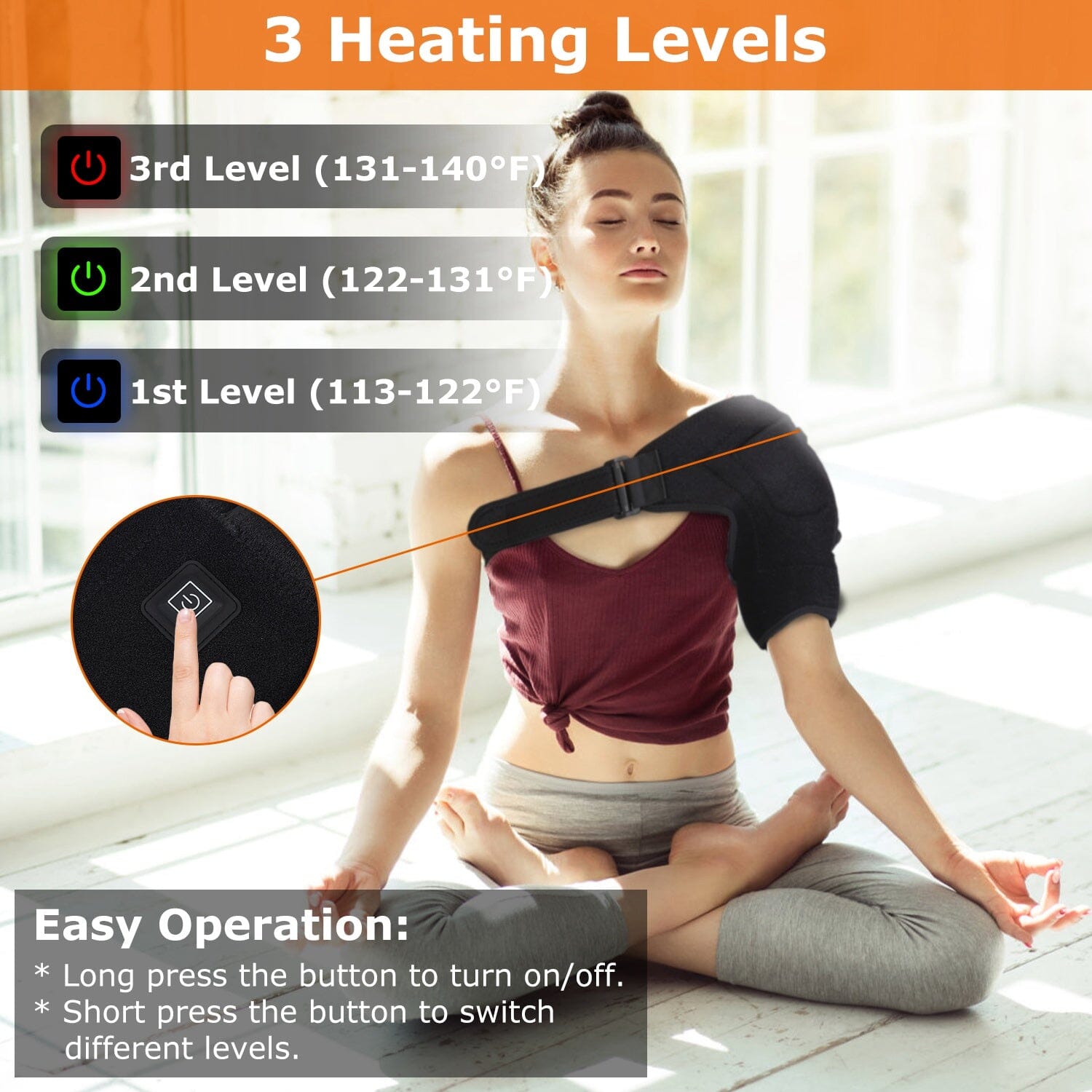 Electric Heating Pad Therapy Shoulder Heating Wrap Compression Sleeve Wellness - DailySale