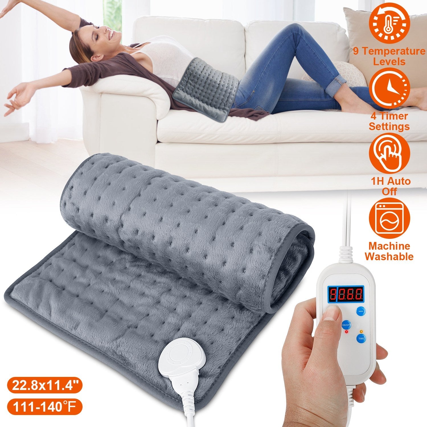 Electric Heating Pad with 9 Temperature Levels Wellness - DailySale