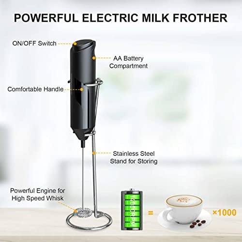 Electric Milk Frother Handheld with Stainless Steel Stand Kitchen Tools & Gadgets - DailySale