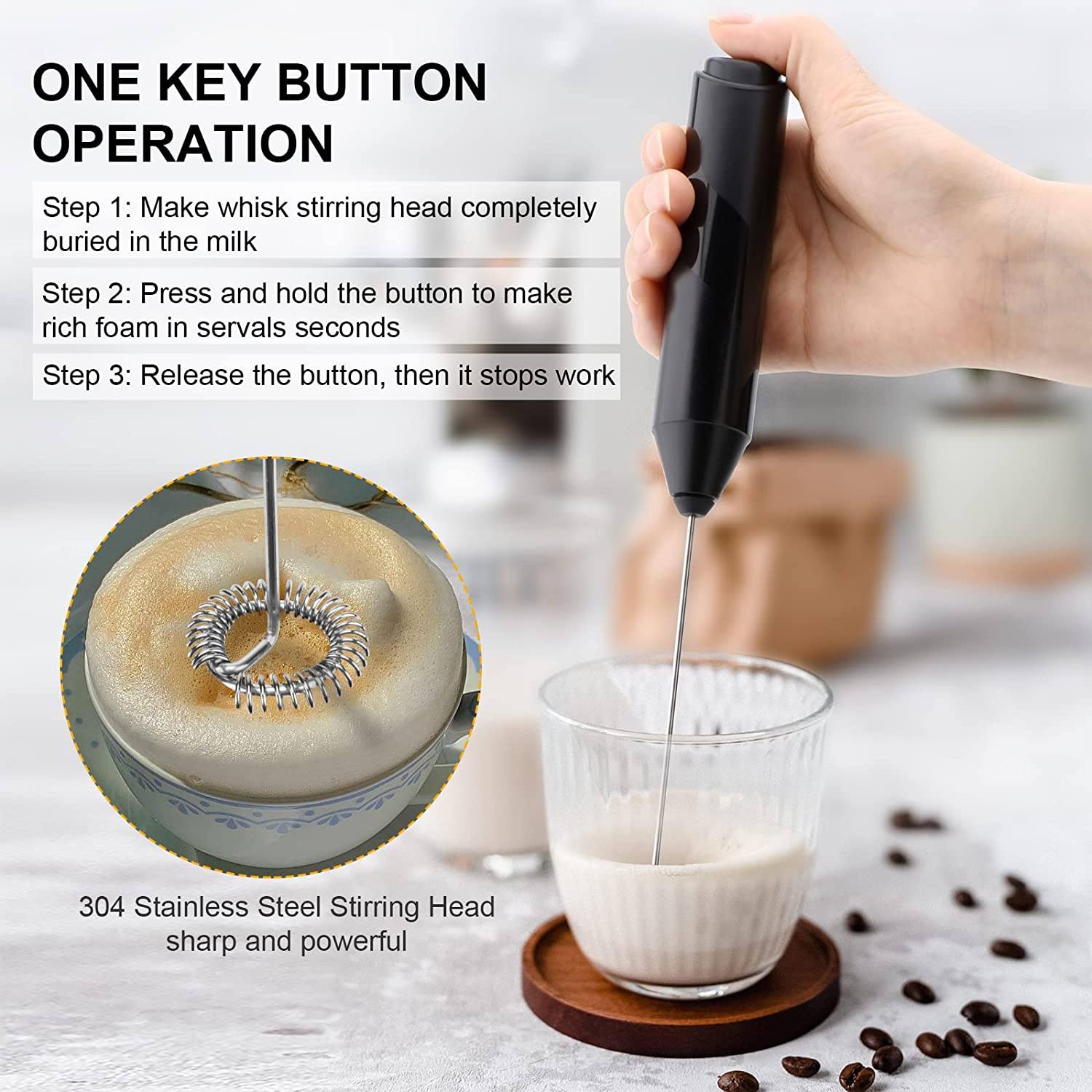 Electric Milk Frother Handheld with Stainless Steel Stand Kitchen Tools & Gadgets - DailySale