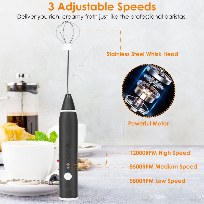 Electric Milk Frother with 2 Whisk Heads Kitchen Tools & Gadgets - DailySale