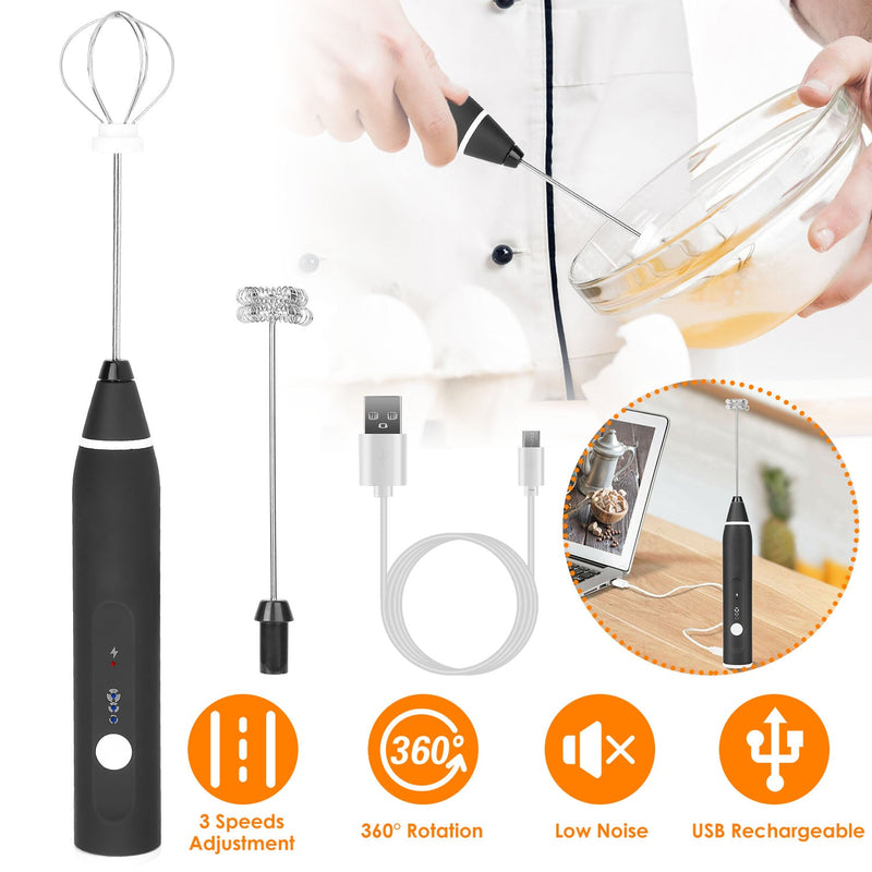 Electric Milk Frother with 2 Whisk Heads Kitchen Tools & Gadgets - DailySale