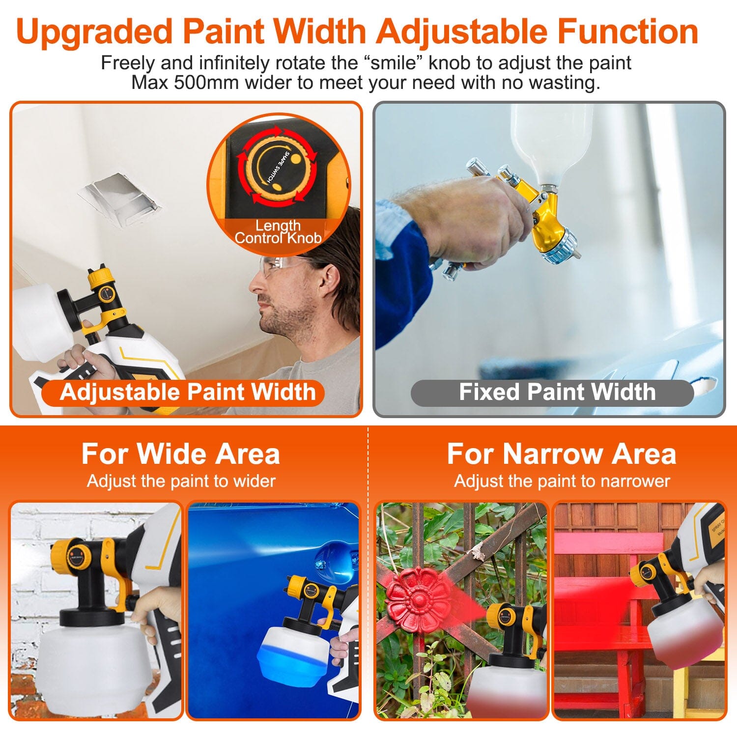 Electric Paint Sprayer HVLP with Different Spray Patterns 1200ML Detachable Container Home Improvement - DailySale