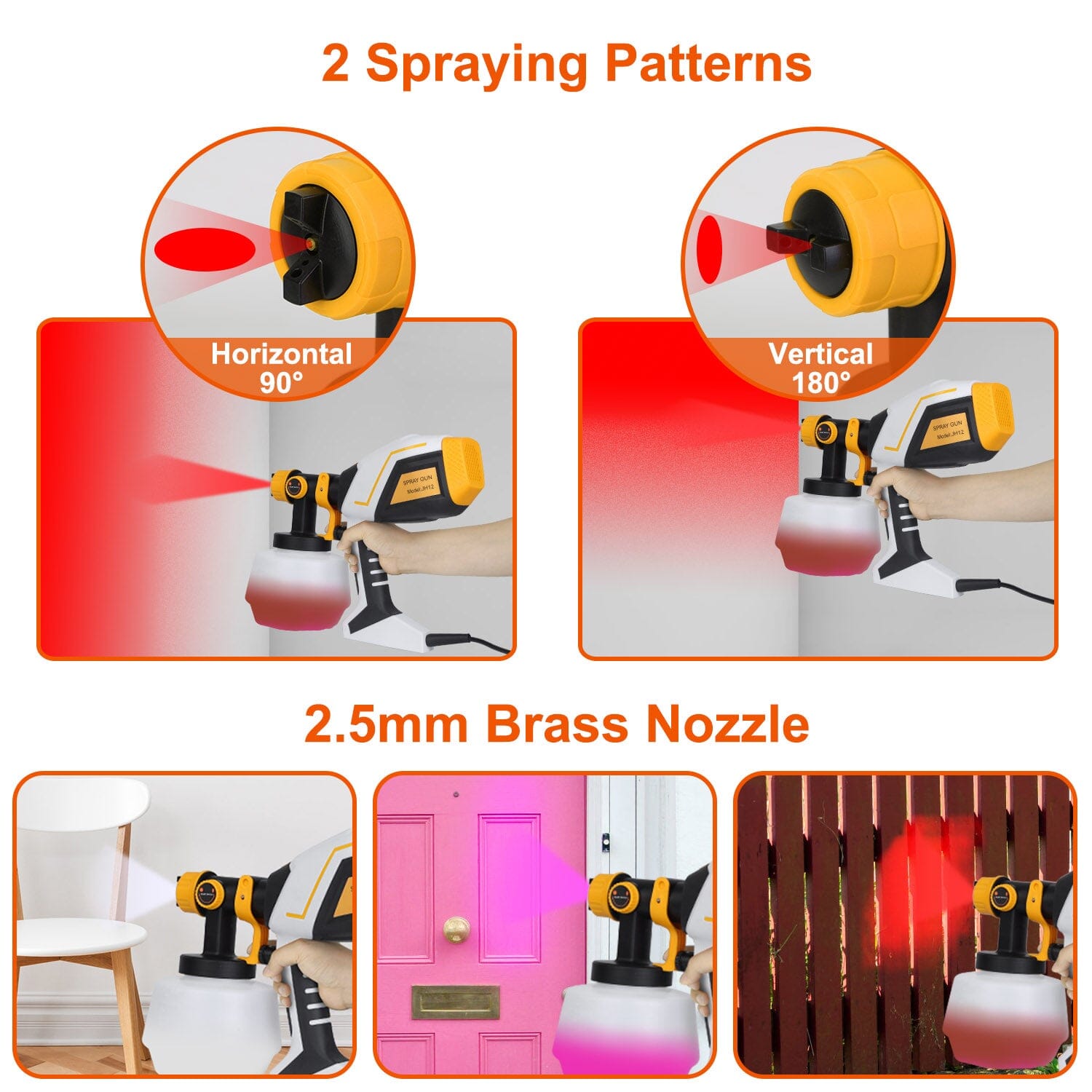 Electric Paint Sprayer HVLP with Different Spray Patterns 1200ML Detachable Container Home Improvement - DailySale