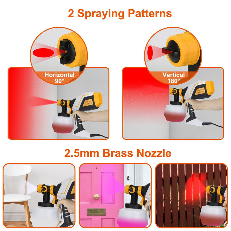 Electric Paint Sprayer HVLP with Different Spray Patterns 1200ML Detachable Container Home Improvement - DailySale