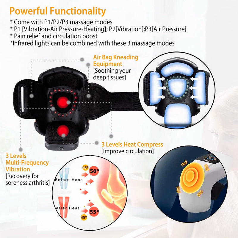 Electric Rechargeable Knee Massager Infrared Heat Pain Relief Therapy Wellness - DailySale