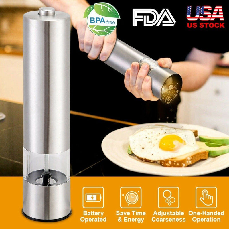 Electric Salt Pepper Grinder with Light Adjustable Coarseness Kitchen Essentials - DailySale